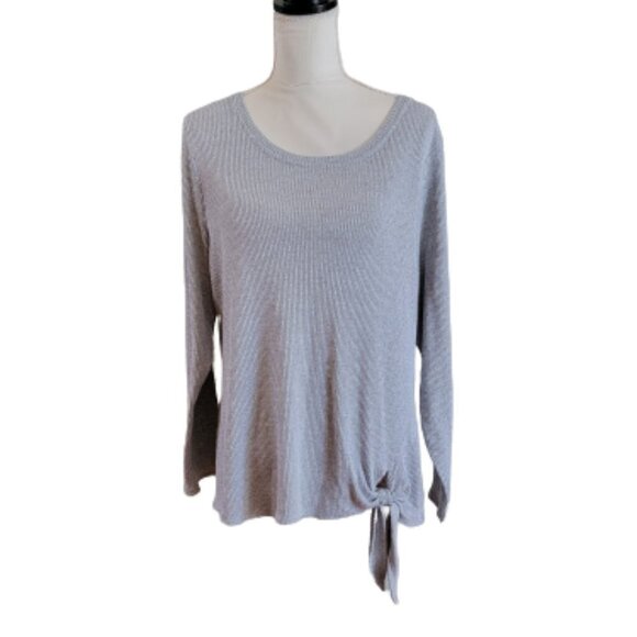 Apt. 9 Gray Pullover Casual Long Sleeve Sweater Tie Knot in Front in Size XL - Picture 1 of 4